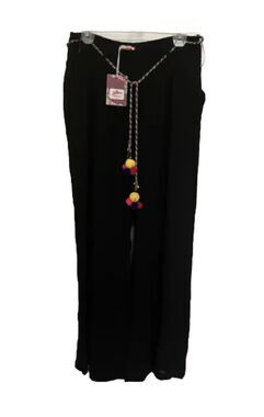 Joe Browns Wide Leg Elastic Waist Crinkle Pant Size M colorful braided pom pom b